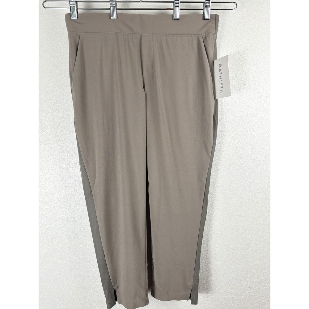 Athleta Brooklyn Ankle Pant 12P Taupe Featherweight Stretch 198671 NWT